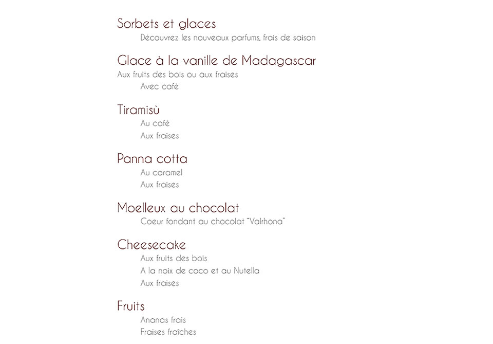desserts